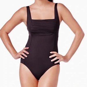 Calvin Klein Pleated Top One Piece Swimsuit